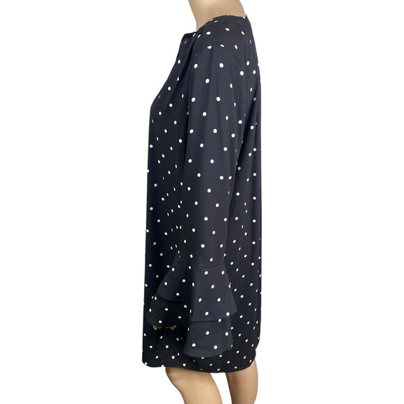 NWT Ann Taylor LOFT Black White Polka Dot Bell Sleeve Shift Shirt Dress SZ S - Picture 6 of 9